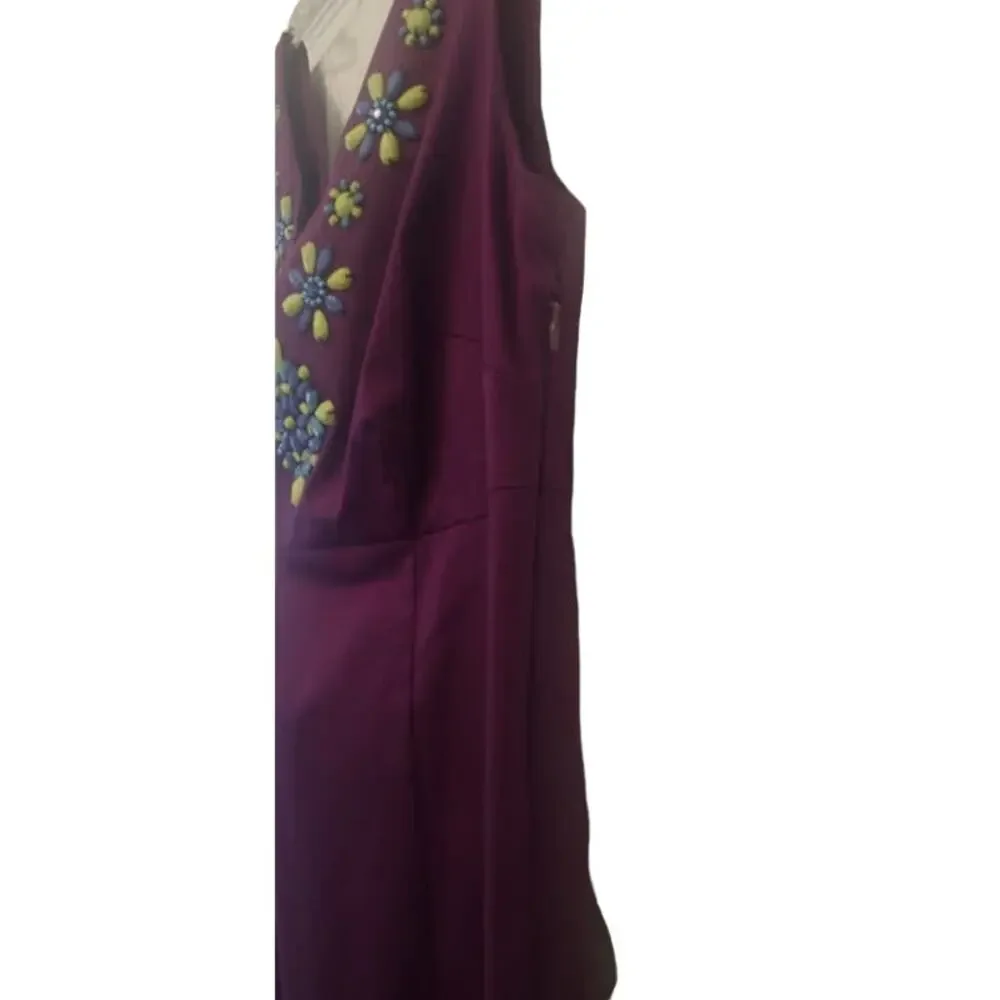 Boden NWT Sleeveless‎ Dress with Beading, Purple, Size 4